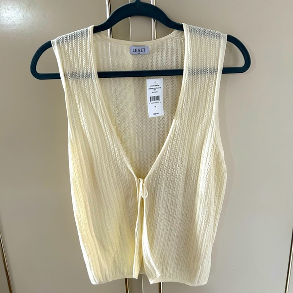 le set Jasmine Pointelle knit waistcoat in off white -BNWT - Picture 3 of 3